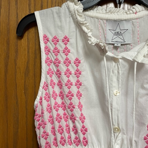 AREA White and Pink EmbroideredSleeveless Dress Size S - Picture 7 of 16